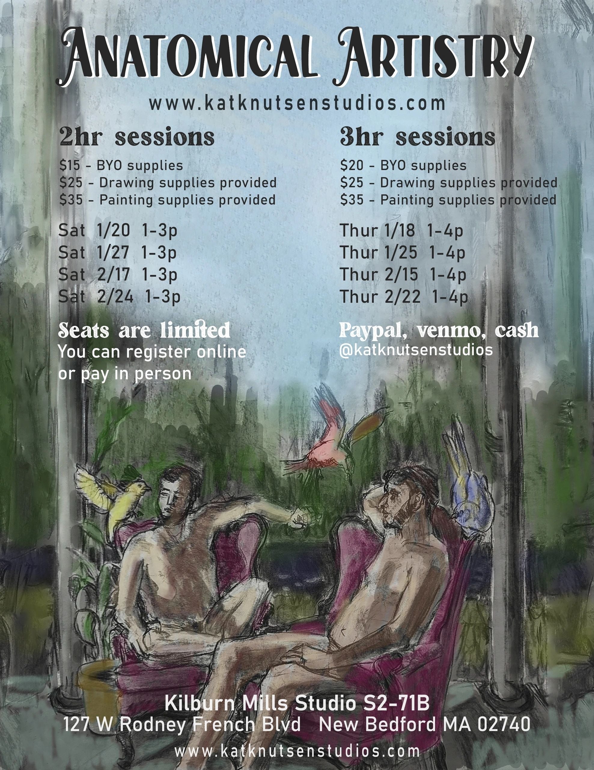 January and February Anatomical Artistry Schedule